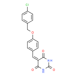 ChemSpider 2D Image | 5-{4-[(4-Chlorobenzyl)oxy]benzylidene}-2,4,6(1H,3H,5H)-pyrimidinetrione | C18H13ClN2O4