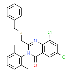 ChemSpider 2D Image | 2-[(Benzylsulfanyl)methyl]-6,8-dichloro-3-(2,6-dimethylphenyl)-4(3H)-quinazolinone | C24H20Cl2N2OS