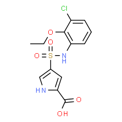 ChemSpider 2D Image | 4-[(3-Chloro-2-ethoxyphenyl)sulfamoyl]-1H-pyrrole-2-carboxylic acid | C13H13ClN2O5S