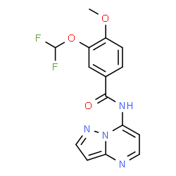 ChemSpider 2D Image | 3-(Difluoromethoxy)-4-methoxy-N-(pyrazolo[1,5-a]pyrimidin-7-yl)benzamide | C15H12F2N4O3