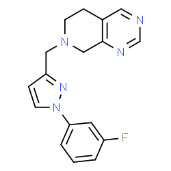 ChemSpider 2D Image | 7-{[1-(3-Fluorophenyl)-1H-pyrazol-3-yl]methyl}-5,6,7,8-tetrahydropyrido[3,4-d]pyrimidine | C17H16FN5