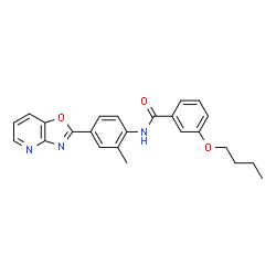 ChemSpider 2D Image | 3-Butoxy-N-[2-methyl-4-([1,3]oxazolo[4,5-b]pyridin-2-yl)phenyl]benzamide | C24H23N3O3