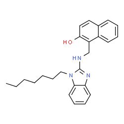 ChemSpider 2D Image | 1-{[(1-Heptyl-1H-benzimidazol-2-yl)amino]methyl}-2-naphthol | C25H29N3O