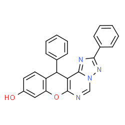 ChemSpider 2D Image | 2,12-Diphenyl-12H-chromeno[3,2-e][1,2,4]triazolo[1,5-c]pyrimidin-9-ol | C24H16N4O2