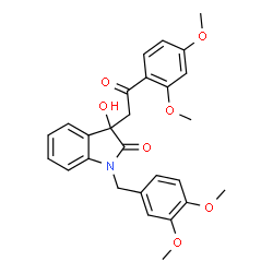 ChemSpider 2D Image | 1-(3,4-Dimethoxybenzyl)-3-[2-(2,4-dimethoxyphenyl)-2-oxoethyl]-3-hydroxy-1,3-dihydro-2H-indol-2-one | C27H27NO7