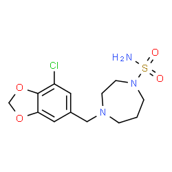 ChemSpider 2D Image | 4-[(7-Chloro-1,3-benzodioxol-5-yl)methyl]-1,4-diazepane-1-sulfonamide | C13H18ClN3O4S