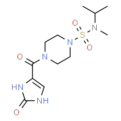 ChemSpider 2D Image | N-Isopropyl-N-methyl-4-[(2-oxo-2,3-dihydro-1H-imidazol-4-yl)carbonyl]-1-piperazinesulfonamide | C12H21N5O4S