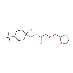 ChemSpider 2D Image | N-{[1-Hydroxy-4-(2-methyl-2-propanyl)cyclohexyl]methyl}-2-(tetrahydro-2-furanylmethoxy)acetamide | C18H33NO4