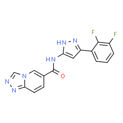 ChemSpider 2D Image | N-[3-(2,3-Difluorophenyl)-1H-pyrazol-5-yl][1,2,4]triazolo[4,3-a]pyridine-6-carboxamide | C16H10F2N6O