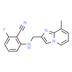 ChemSpider 2D Image | 2-Fluoro-6-{[(8-methylimidazo[1,2-a]pyridin-2-yl)methyl]amino}benzonitrile | C16H13FN4