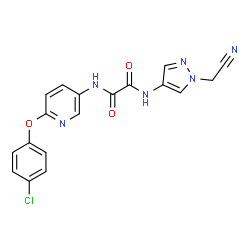 ChemSpider 2D Image | N-[6-(4-Chlorophenoxy)-3-pyridinyl]-N'-[1-(cyanomethyl)-1H-pyrazol-4-yl]ethanediamide | C18H13ClN6O3