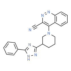 ChemSpider 2D Image | 4-[3-(3-Phenyl-1H-1,2,4-triazol-5-yl)-1-piperidinyl]-3-cinnolinecarbonitrile | C22H19N7