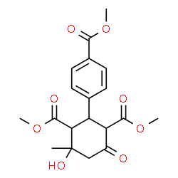 ChemSpider 2D Image | Dimethyl 4-hydroxy-2-[4-(methoxycarbonyl)phenyl]-4-methyl-6-oxo-1,3-cyclohexanedicarboxylate | C19H22O8