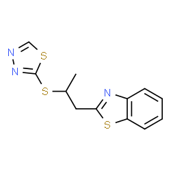 ChemSpider 2D Image | 2-[2-(1,3,4-Thiadiazol-2-ylsulfanyl)propyl]-1,3-benzothiazole | C12H11N3S3