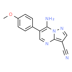 ChemSpider 2D Image | 7-Amino-6-(4-methoxyphenyl)pyrazolo[1,5-a]pyrimidine-3-carbonitrile | C14H11N5O