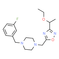 ChemSpider 2D Image | 1-{[3-(1-Ethoxyethyl)-1,2,4-oxadiazol-5-yl]methyl}-4-(3-fluorobenzyl)piperazine | C18H25FN4O2
