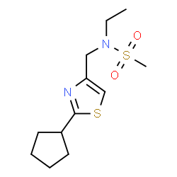 ChemSpider 2D Image | N-[(2-Cyclopentyl-1,3-thiazol-4-yl)methyl]-N-ethylmethanesulfonamide | C12H20N2O2S2
