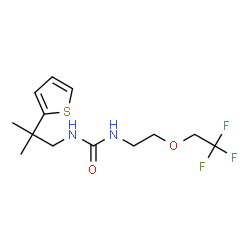 ChemSpider 2D Image | 1-[2-Methyl-2-(2-thienyl)propyl]-3-[2-(2,2,2-trifluoroethoxy)ethyl]urea | C13H19F3N2O2S