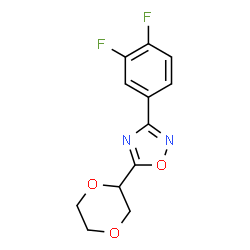 ChemSpider 2D Image | 3-(3,4-Difluorophenyl)-5-(1,4-dioxan-2-yl)-1,2,4-oxadiazole | C12H10F2N2O3