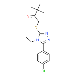 ChemSpider 2D Image | 1-{[5-(4-Chlorophenyl)-4-ethyl-4H-1,2,4-triazol-3-yl]sulfanyl}-3,3-dimethyl-2-butanone | C16H20ClN3OS