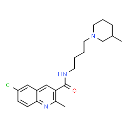 ChemSpider 2D Image | 6-Chloro-2-methyl-N-[4-(3-methyl-1-piperidinyl)butyl]-3-quinolinecarboxamide | C21H28ClN3O