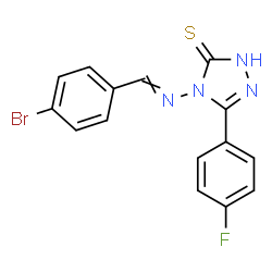 ChemSpider 2D Image | 4-[(4-Bromobenzylidene)amino]-5-(4-fluorophenyl)-2,4-dihydro-3H-1,2,4-triazole-3-thione | C15H10BrFN4S