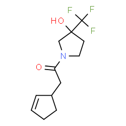 ChemSpider 2D Image | 2-(2-Cyclopenten-1-yl)-1-[3-hydroxy-3-(trifluoromethyl)-1-pyrrolidinyl]ethanone | C12H16F3NO2