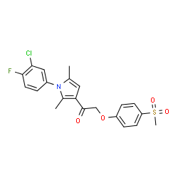 ChemSpider 2D Image | 1-[1-(3-Chloro-4-fluorophenyl)-2,5-dimethyl-1H-pyrrol-3-yl]-2-[4-(methylsulfonyl)phenoxy]ethanone | C21H19ClFNO4S