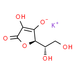 ChemSpider 2D Image | Potassium (2R)-2-[(1S)-1,2-dihydroxyethyl]-4-hydroxy-5-oxo-2,5-dihydro-3-furanolate | C6H7KO6