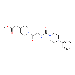ChemSpider 2D Image | Methyl (1-{N-[(4-phenyl-1-piperazinyl)carbonyl]glycyl}-4-piperidinyl)acetate | C21H30N4O4