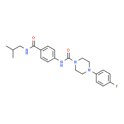 ChemSpider 2D Image | 4-(4-Fluorophenyl)-N-[4-(isobutylcarbamoyl)phenyl]-1-piperazinecarboxamide | C22H27FN4O2