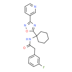 ChemSpider 2D Image | 2-(3-Fluorophenyl)-N-{1-[3-(3-pyridinyl)-1,2,4-oxadiazol-5-yl]cyclohexyl}acetamide | C21H21FN4O2