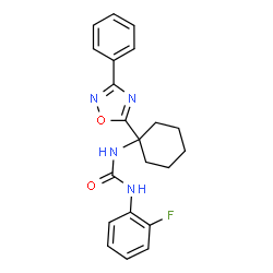 ChemSpider 2D Image | 1-(2-Fluorophenyl)-3-[1-(3-phenyl-1,2,4-oxadiazol-5-yl)cyclohexyl]urea | C21H21FN4O2