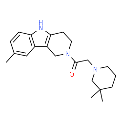 ChemSpider 2D Image | 2-(3,3-Dimethyl-1-piperidinyl)-1-(1,3,4,5-tetrahydro-8-methyl-2H-pyrido[4,3-b]indol-2-yl)ethanone | C21H29N3O