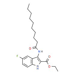 ChemSpider 2D Image | Ethyl 3-(decanoylamino)-5-fluoro-1H-indole-2-carboxylate | C21H29FN2O3