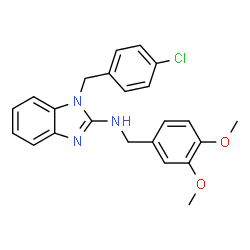 ChemSpider 2D Image | 1-(4-Chlorobenzyl)-N-(3,4-dimethoxybenzyl)-1H-benzimidazol-2-amine | C23H22ClN3O2