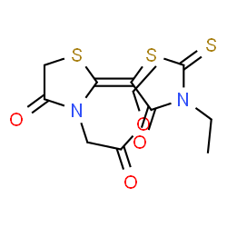 ChemSpider 2D Image | 3-Thiazolidineacetic acid, 2-(3-ethyl-4-oxo-2-thioxo-5-thiazolidinylidene)-4-oxo-, ethyl ester | C12H14N2O4S3