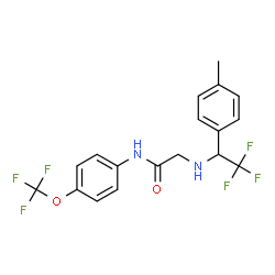 ChemSpider 2D Image | N-[4-(Trifluoromethoxy)phenyl]-N~2~-[2,2,2-trifluoro-1-(4-methylphenyl)ethyl]glycinamide | C18H16F6N2O2