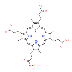 ChemSpider 2D Image | 2,7,12,17-Tetrakis(2-carboxyethyl)-3,8,13,18-tetramethylporphyrin-21,22-diium | C36H40N4O8