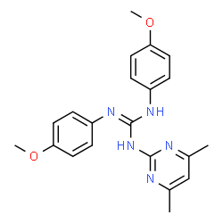 ChemSpider 2D Image | 1-(4,6-Dimethyl-2-pyrimidinyl)-2,3-bis(4-methoxyphenyl)guanidine | C21H23N5O2