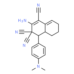 ChemSpider 2D Image | 2-amino-4-[4-(dimethylamino)phenyl]-3,4,4a,5,6,7-hexahydronaphthalene-1,3,3-tricarbonitrile | C21H21N5