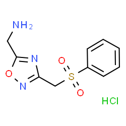ChemSpider 2D Image | 1-{3-[(Phenylsulfonyl)methyl]-1,2,4-oxadiazol-5-yl}methanamine hydrochloride (1:1) | C10H12ClN3O3S