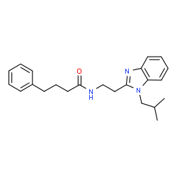 ChemSpider 2D Image | N-[2-(1-Isobutyl-1H-benzimidazol-2-yl)ethyl]-4-phenylbutanamide | C23H29N3O