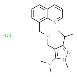 ChemSpider 2D Image | 3-Isopropyl-N,N,1-trimethyl-4-{[(8-quinolinylmethyl)amino]methyl}-1H-pyrazol-5-amine hydrochloride (1:1) | C20H28ClN5