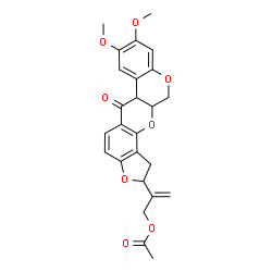 ChemSpider 2D Image | 2-(8,9-Dimethoxy-6-oxo-1,2,6,6a,12,12a-hexahydrochromeno[3,4-b]furo[2,3-h]chromen-2-yl)-2-propen-1-yl acetate | C25H24O8