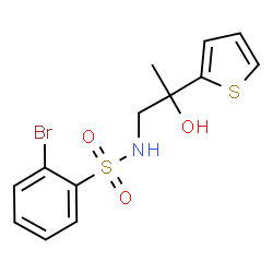 ChemSpider 2D Image | 2-Bromo-N-[2-hydroxy-2-(2-thienyl)propyl]benzenesulfonamide | C13H14BrNO3S2