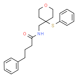 ChemSpider 2D Image | 4-Phenyl-N-{[4-(phenylsulfanyl)tetrahydro-2H-pyran-4-yl]methyl}butanamide | C22H27NO2S