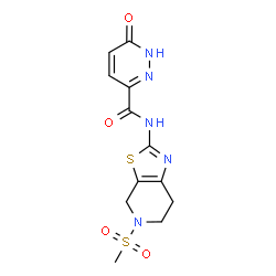 ChemSpider 2D Image | N-[5-(Methylsulfonyl)-4,5,6,7-tetrahydro[1,3]thiazolo[5,4-c]pyridin-2-yl]-6-oxo-1,6-dihydro-3-pyridazinecarboxamide | C12H13N5O4S2