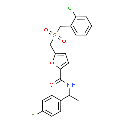 ChemSpider 2D Image | 5-{[(2-Chlorobenzyl)sulfonyl]methyl}-N-[1-(4-fluorophenyl)ethyl]-2-furamide | C21H19ClFNO4S
