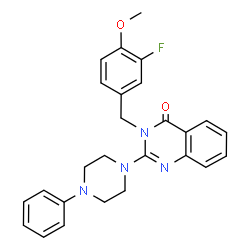ChemSpider 2D Image | 3-(3-Fluoro-4-methoxybenzyl)-2-(4-phenyl-1-piperazinyl)-4(3H)-quinazolinone | C26H25FN4O2